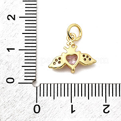 Heart with Wings Brass Micro Pave Cubic Zirconia Charms&nbsp;KK-C134-13G