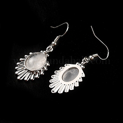 Natural Quartz Crystal Teardrop Dangle Earrings&nbsp;EJEW-K246-01P-03