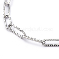Non-Tarnish 304 Stainless Steel Textured Paperclip Chains Necklaces&nbsp;NJEW-JN02742