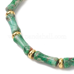 Natural Dyed Imperial Jasper & Brass Beads Braided Bead Bracelets&nbsp;BJEW-JB13418-02