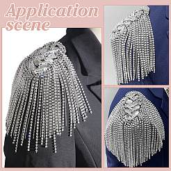 2Pcs Punk Style Oval Iron & Crystal Rhinestone & Felt Tassel Epaulettes&nbsp;AJEW-ME0001-51