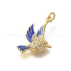 Brass Micro Pave Clear Cubic Zirconia Enamel Pendants&nbsp;KK-M297-03G