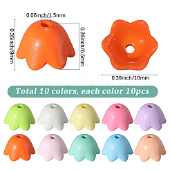 100Pcs 10 Colors Baking Paint Opaque Acrylic Bead Caps&nbsp;OACR-SC0002-53