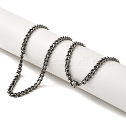 Retro 304 Stainless Steel Cuban Link Chain Necklaces&nbsp;NJEW-L173-027AS-01