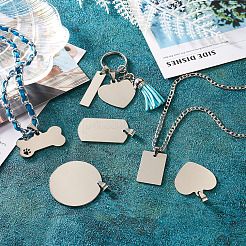 32Pcs 8 Style 201 Stainless Steel Stamping Blank Tag Pendants&nbsp;STAS-CW0001-10