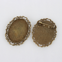 Vintage Alloy Brooch Cabochon Bezel Settings&nbsp;X-PALLOY-N0085-15AB-NF