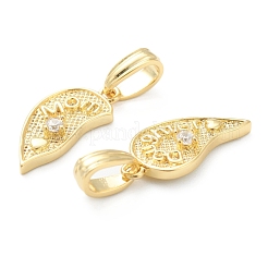 Mother's Day Brass Cubic Zirconia Hanger Pendants&nbsp;KK-E790-04G