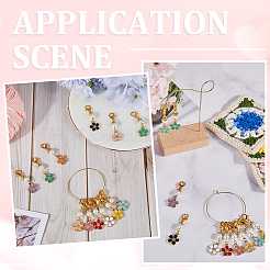 24Pcs 12 Colors Flower Alloy Enamel Pendant Locking Stitch Markers&nbsp;HJEW-SC00030