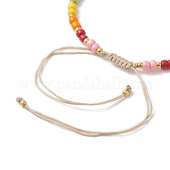 Colorful Glass Seed & Brass Braided Bead Bracelet&nbsp;BJEW-JB10138