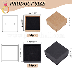 48Pcs 2 Styles Square Kraft Paper Cardboard Jewelry Ring Boxes&nbsp;CBOX-PH0002-24