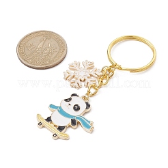 Snowflake & Panda Alloy Enamel Pendant Keychains&nbsp;KEYC-JKC00630-03