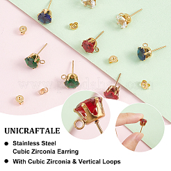 8Pcs 4 Color Ion Plating(IP) 304 Stainless Steel Stud Earring Findings&nbsp;STAS-UN0050-60