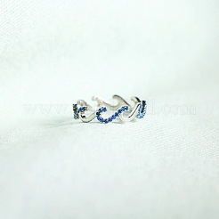 Wave Shaped 925 Sterling Silver Micro Pave Cubic Zirconia Finger Rings&nbsp;FS-WGA19D0-03