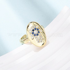 Adjustable Brass Micro Pave Cubic Zirconia Cuff Open Rings for Women&nbsp;RJEW-K264-06G