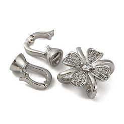 Brass Micro Pave Clear Cubic Zirconia Fold Over Clasps&nbsp;KK-A230-13P
