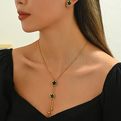 Stainless Steel Shell Heart Flower Fan Tassel Jewelry Set for Women&nbsp;XK7928-1