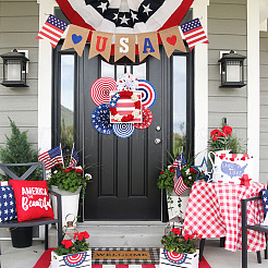 1Pc Word USA Linen Hanging Banners Flags&nbsp;AJEW-SP0001-61
