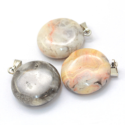 Flat Round Dyed Natural Crazy Agate Pendants&nbsp;G-Q370-18