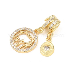 Mother's Day Brass Micro Pave Clear Cubic Zirconia Pendants&nbsp;KK-H268-06G-01
