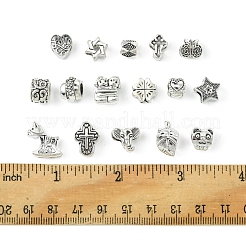 64Pcs 16 Styles Tibetan Style Alloy European Large Hole Beads&nbsp;FIND-FS0002-63