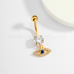 Eye-shaped 201 Stainless Steel Clear Cubic Zirconia Navel Rings for Women's Party Wear&nbsp;XS3043