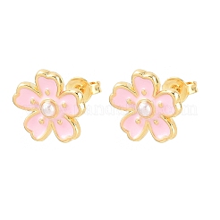 Flower Brass Enamel Stud Earrings&nbsp;EJEW-T051-08A