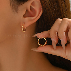 Brass Round Beads Hoop Earrings&nbsp;NG3956