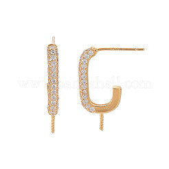 Brass Micro Pave Clear Cubic Zirconia Stud Earring Hooks&nbsp;KK-S356-661-NF