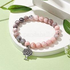 8mm Round Natural Zebra Jasper Beaded Stretch Bracelets&nbsp;BJEW-JB10434