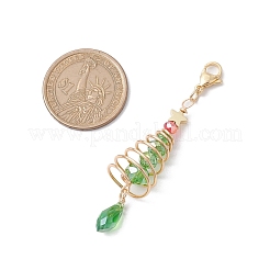 Christmas Tree Glass & Brass Pendant Decorations&nbsp;HJEW-JM02012