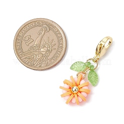 Flower Polymer Clay & Glass Pendants Decorations&nbsp;HJEW-MZ00327-02