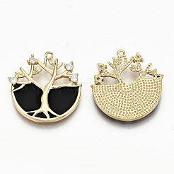 Brass Micro Pave Clear Cubic Zirconia Pendants&nbsp;KK-R117-002A-NF