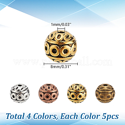 20Pcs 4 Colors Tibetan Style Zinc Alloy Beads&nbsp;TIBEB-LP0001-11