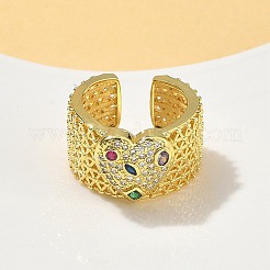 Brass Micro Pave Cubic Zirconia Adjustable Cuff Rings&nbsp;RJEW-V009-06G