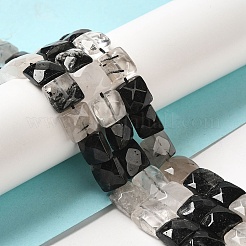 Natural Black Tourmalinated Quartz Beads Strands&nbsp;G-C109-A01-01
