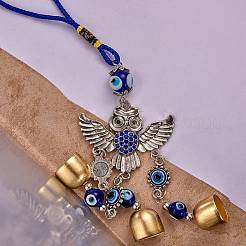 2Pcs 2 Style Car Hanging Alloy Glass Rhinestone Wind Chime&nbsp;HJEW-SZ0001-14