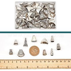 50Pcs 10 Style Tibetan Style Alloy Bead Cone & Caps&nbsp;FIND-NB0003-16