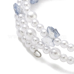 Glass & ABS Plastic Imitation Pearl Beaded Multi-srand Bracelets&nbsp;BJEW-JB12321-03