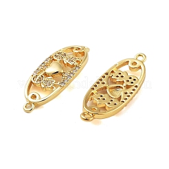 Rack Plating Brass Micro Pave Clear Cubic Zirconia Connector Charms&nbsp;KK-S379-19G