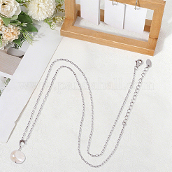 1Pc Natural Pearl Pendant Necklaces with 925 Sterling Paperclip Chains&nbsp;NJEW-BBC0001-15