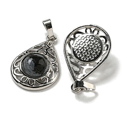 Natural Black Silk Stone Pendants&nbsp;G-Q158-05P-11