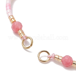 4mm Faceted Round Dyed Natural Jade Beads & Handmade Seed Beads Braided Bracelet Making&nbsp;AJEW-MZ00003-02
