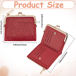 1Pc Rectangle PU Imitation Leather Coin Purses with Golden Tone Alloy Kiss Lock&nbsp;ABAG-CL0001-55B