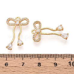Brass Micro Pave Clear Cubic Zirconia Pendants&nbsp;KK-T078-08G-02