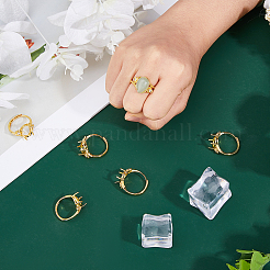 6Pcs Rack Plating Oval Brass Micro Pave Cubic Zirconia Adjustable Solitaire Ring Components&nbsp;KK-DC0005-11