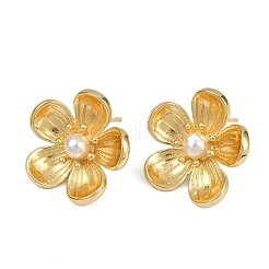 Brass Flower Stud Earrings&nbsp;EJEW-C152-07A-G