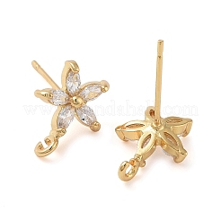 Brass Micro Pave Cubic Zirconia Studs Earring Findings&nbsp;KK-K364-03G