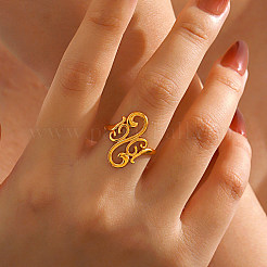 304 Stainless Steel Cuff Open Rings for Women&nbsp;WG80F5A-01