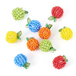 10Pcs 5 Styles Glass Seed Beaded Fruit Pendants&nbsp;PALLOY-TA00221
