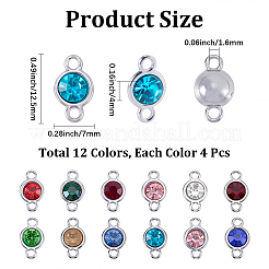 48Pcs 12 Colors Faceted Glass Flat Round Connector Charms&nbsp;FIND-SC0023-35